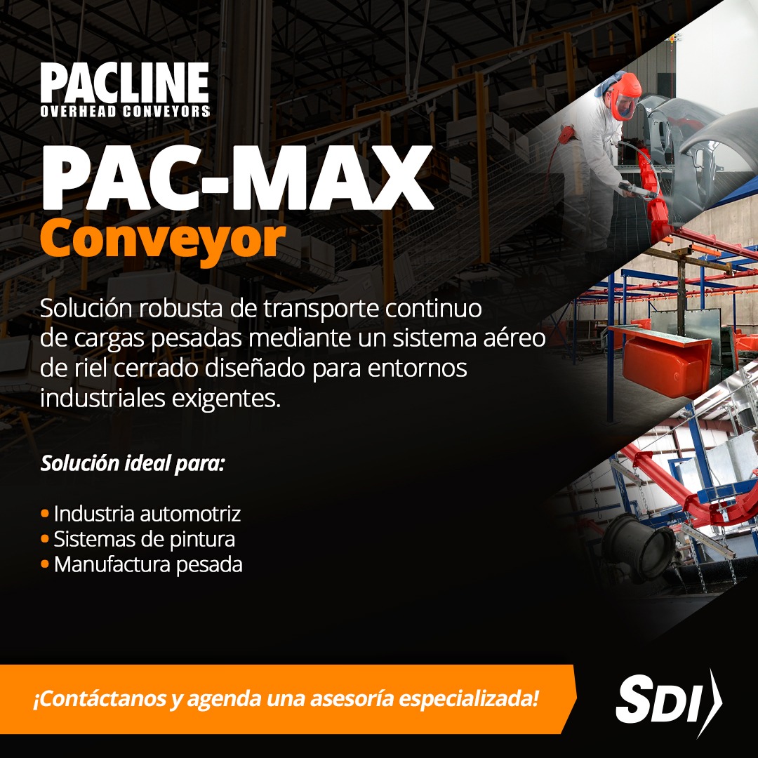 Optimiza el espacio aéreo en tu planta para transportar materiales con un conveyor PAC-MAX de PACLINE conveyor PAC-MAX de PACLINE sdi