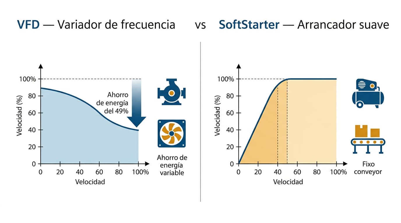 Variador de frecuencia industrial vs arrancador suave: cómo elegir el control correcto para tus motores comparativo variador de frecuencia industrial vs arrancador suave seleccion tecnica aplicaciones sdi