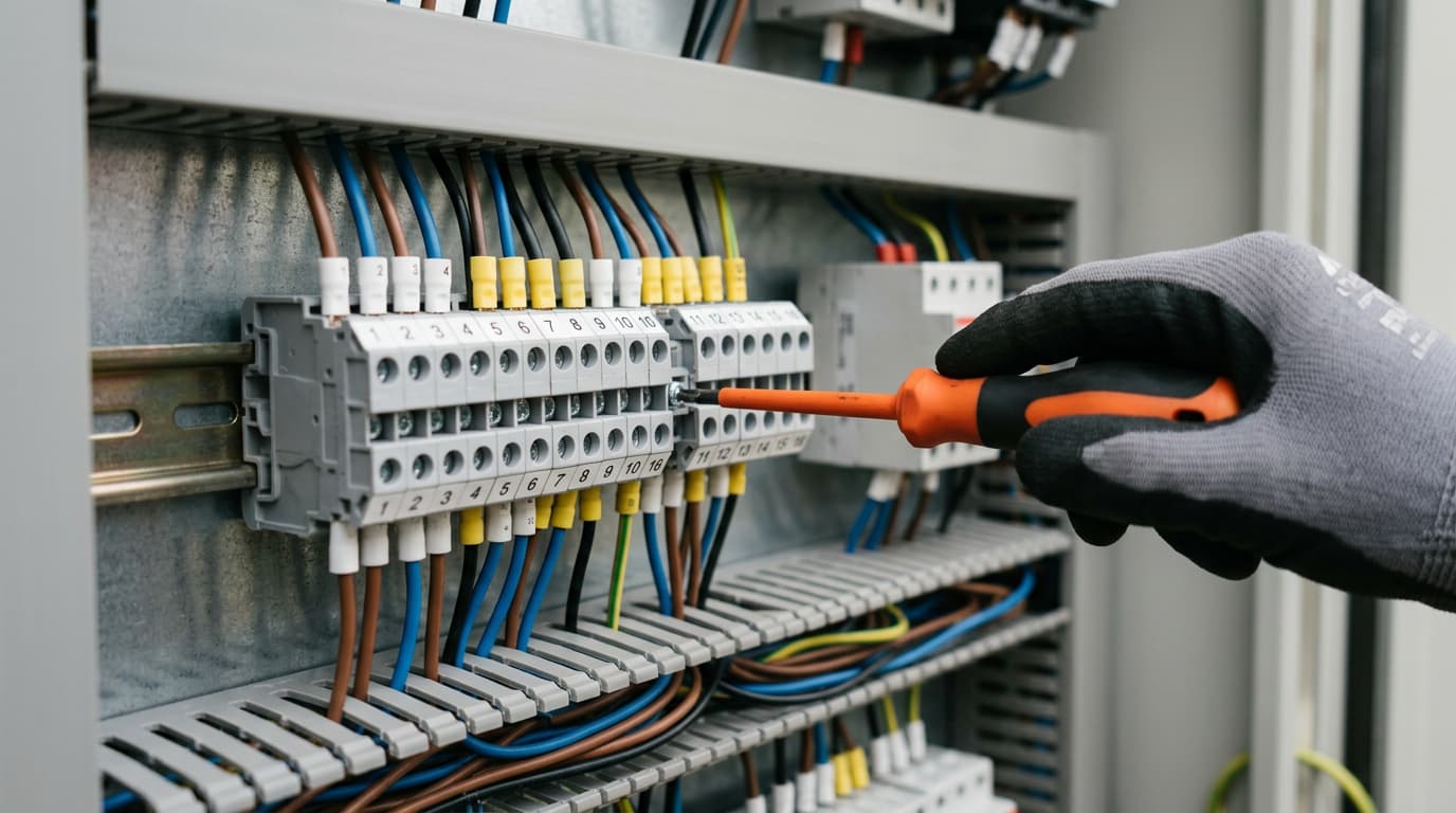 bloques de terminales y de distribución, y fuentes de 24 VCD