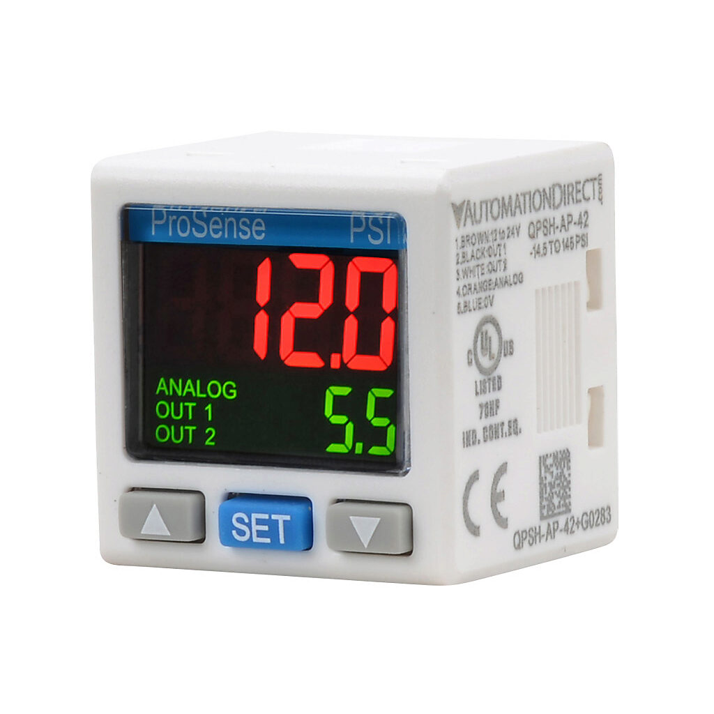 Los tipos de sensores de presión industrial y cómo elegir el correcto según tu aplicación sensor presion digital QPSH ProSense display LCD tricolor neumatica aire industrial