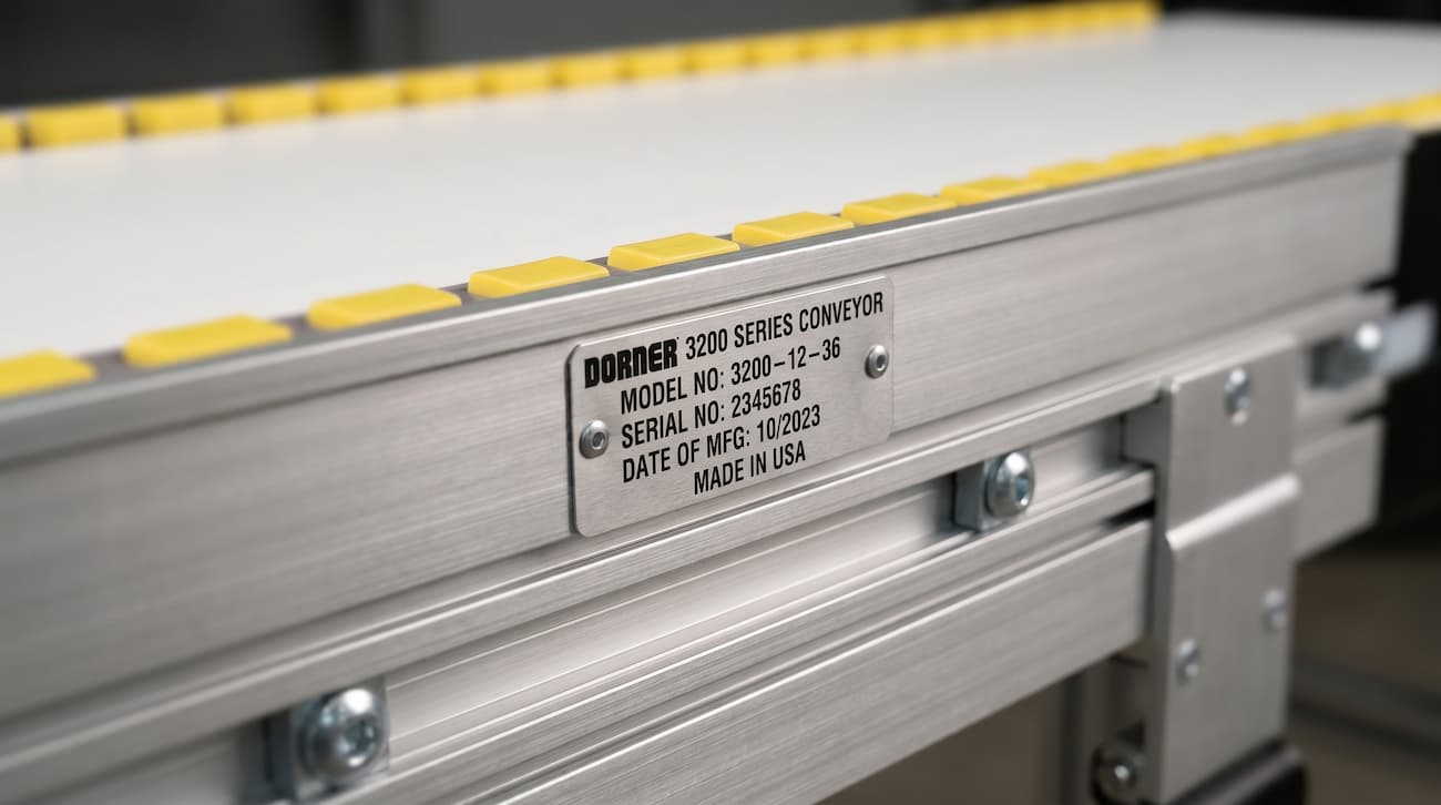 marco lateral identificación componentes refacciones para conveyor Dorner 