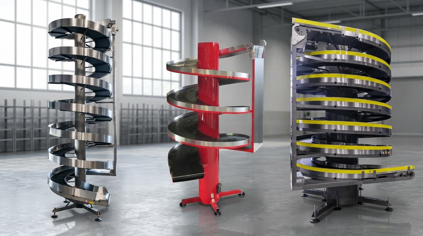SpiralVeyor Ambaflex: el conveyor que sube, baja y conecta tu producción sin ocupar el piso SpiralVeyor Ambaflex SV SVm SVe series configuraciones conveyor espiral empaque logistica sdi