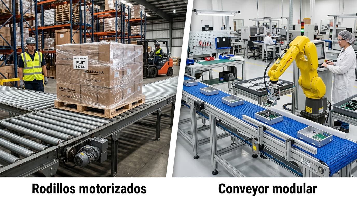 Conveyors de rodillos industriales y modulares: como elegir el sistema correcto para tu planta comparativo conveyor rodillos industriales vs modular seleccion tecnica manufactura sdi