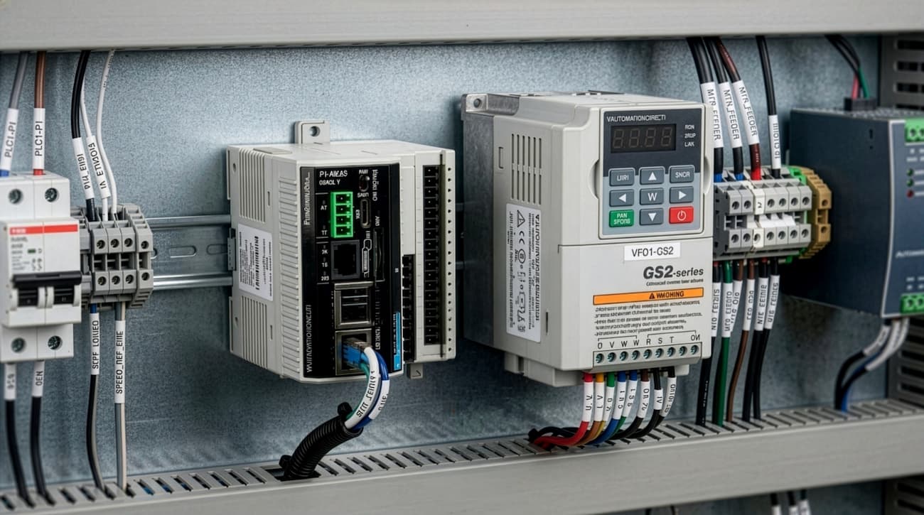 Todo lo que puede hacer un mini plc industrial en tu línea de producción conexión entre el mini PLC industrial y hasta 16 variadores GS