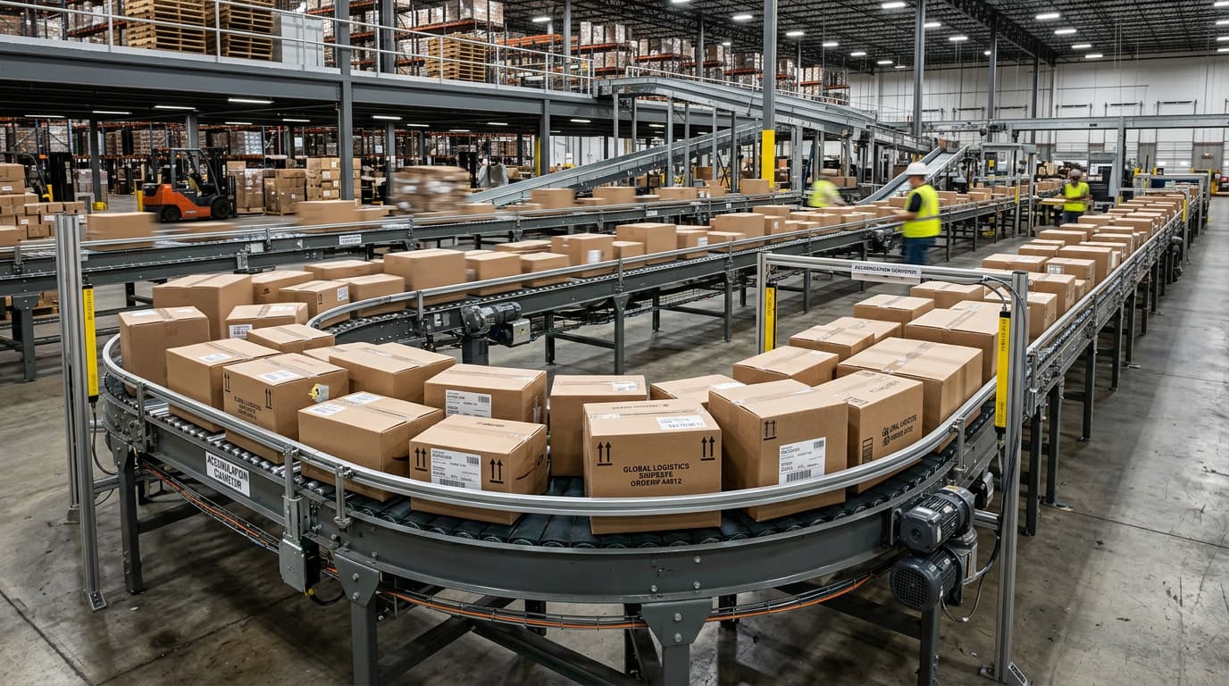acumulación dinamica conveyor logística centro distribución buffer FIFO